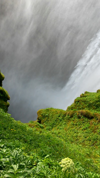 Wasserfall mit Berg in Island